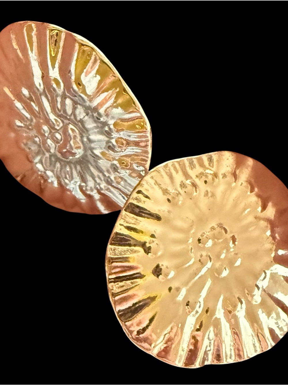 Silver Metallic Sunburst shell clip-on earrings